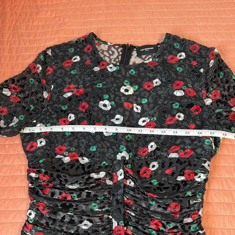 The Kooples Paris FLEUR NAÏVE BURNOUT Bodycon Ruching Dress Size French 3 US 8 - Picture 13 of 16